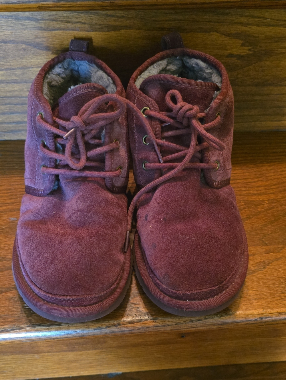 UGG Women's Burgundy Suede Lace-Up Winter Boots